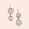 Two Tone Paved Double Ball Drop Earrings