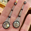 14ctw Round Cut Enamel Art-deco Vintage Drop Earrings