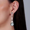 14ctw Round Cut Enamel Art-deco Vintage Drop Earrings