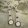14ctw Round Cut Enamel Art-deco Vintage Drop Earrings