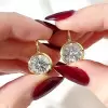 7.5ctw Bezel Set Round Cut Classic Drop Earrings