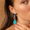20ctw Multi-cut White Sapphire and Green Paraiba Drop Earrings