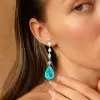 20ctw Multi-cut White Sapphire and Green Paraiba Drop Earrings