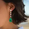 20ctw Multi-cut White Sapphire and Green Paraiba Drop Earrings