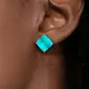 11ctw Asscher Cut Emerald/Paraiba Stud Earrings