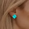 11ctw Asscher Cut Emerald/Paraiba Stud Earrings