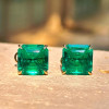 11ctw Asscher Cut Emerald/Paraiba Stud Earrings
