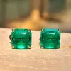 11ctw Asscher Cut Emerald/Paraiba Stud Earrings