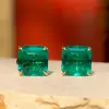 11ctw Asscher Cut Emerald/Paraiba Stud Earrings