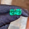 11ctw Asscher Cut Emerald/Paraiba Stud Earrings