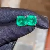 11ctw Asscher Cut Emerald/Paraiba Stud Earrings