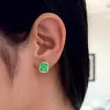 12ctw Emerald Cut Bezel Set Emerald Stud Earrings