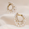 25ctw Pearl Front Facing Hoop Statement Earrings