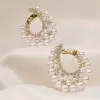 25ctw Pearl Front Facing Hoop Statement Earrings