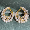25ctw Pearl Front Facing Hoop Statement Earrings