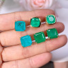 8ctw Cushion Cut Emerald Bezel Set Stud Earrings