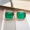 8ctw Cushion Cut Emerald Bezel Set Stud Earrings