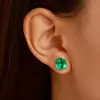 8ctw Cushion Cut Emerald Bezel Set Stud Earrings