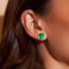 8ctw Cushion Cut Emerald Bezel Set Stud Earrings