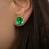 8ctw Cushion Cut Emerald Bezel Set Stud Earrings