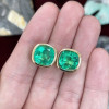 8ctw Cushion Cut Emerald Bezel Set Stud Earrings
