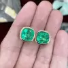 8ctw Cushion Cut Emerald Bezel Set Stud Earrings