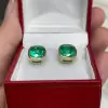 8ctw Cushion Cut Emerald Bezel Set Stud Earrings