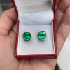 8ctw Cushion Cut Emerald Bezel Set Stud Earrings