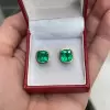 8ctw Cushion Cut Emerald Bezel Set Stud Earrings
