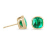 8ctw Cushion Cut Emerald Bezel Set Stud Earrings