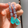 20ctw Multi-cut White Sapphire and Paraiba Drop Earrings