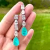 20ctw Multi-cut White Sapphire and Paraiba Drop Earrings