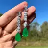 20ctw Multi-cut White Sapphire and Paraiba Drop Earrings