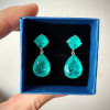 14ctw Pear and Cushion Cut Paraiba Drop Earrings