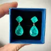 14ctw Pear and Cushion Cut Paraiba Drop Earrings