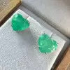 12ctw Heart Cut Emerald Classic Stud Earrings