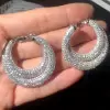 16ctw White Sapphire Paved Double-Hoop Earrings