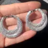 16ctw White Sapphire Paved Double-Hoop Earrings