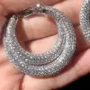 16ctw White Sapphire Paved Double-Hoop Earrings
