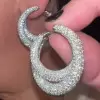 16ctw White Sapphire Paved Double-Hoop Earrings
