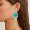 20ctw Heart Cut Paraiba Cluster Statement Earrings