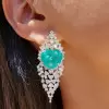 20ctw Heart Cut Paraiba Cluster Statement Earrings