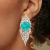 20ctw Heart Cut Paraiba Cluster Statement Earrings