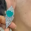 20ctw Heart Cut Paraiba Cluster Statement Earrings