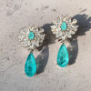 18ctw Pear Cut Green Blue Paraiba Drop Earrings