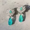 18ctw Pear Cut Green Blue Paraiba Drop Earrings