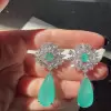 18ctw Pear Cut Green Blue Paraiba Drop Earrings