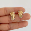 Round Cut Sandblasted Love Hands Stud Earrings