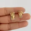 Round Cut Sandblasted Love Hands Stud Earrings