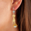 Antique Sandblasted Love Hands Flower Drop Earrings